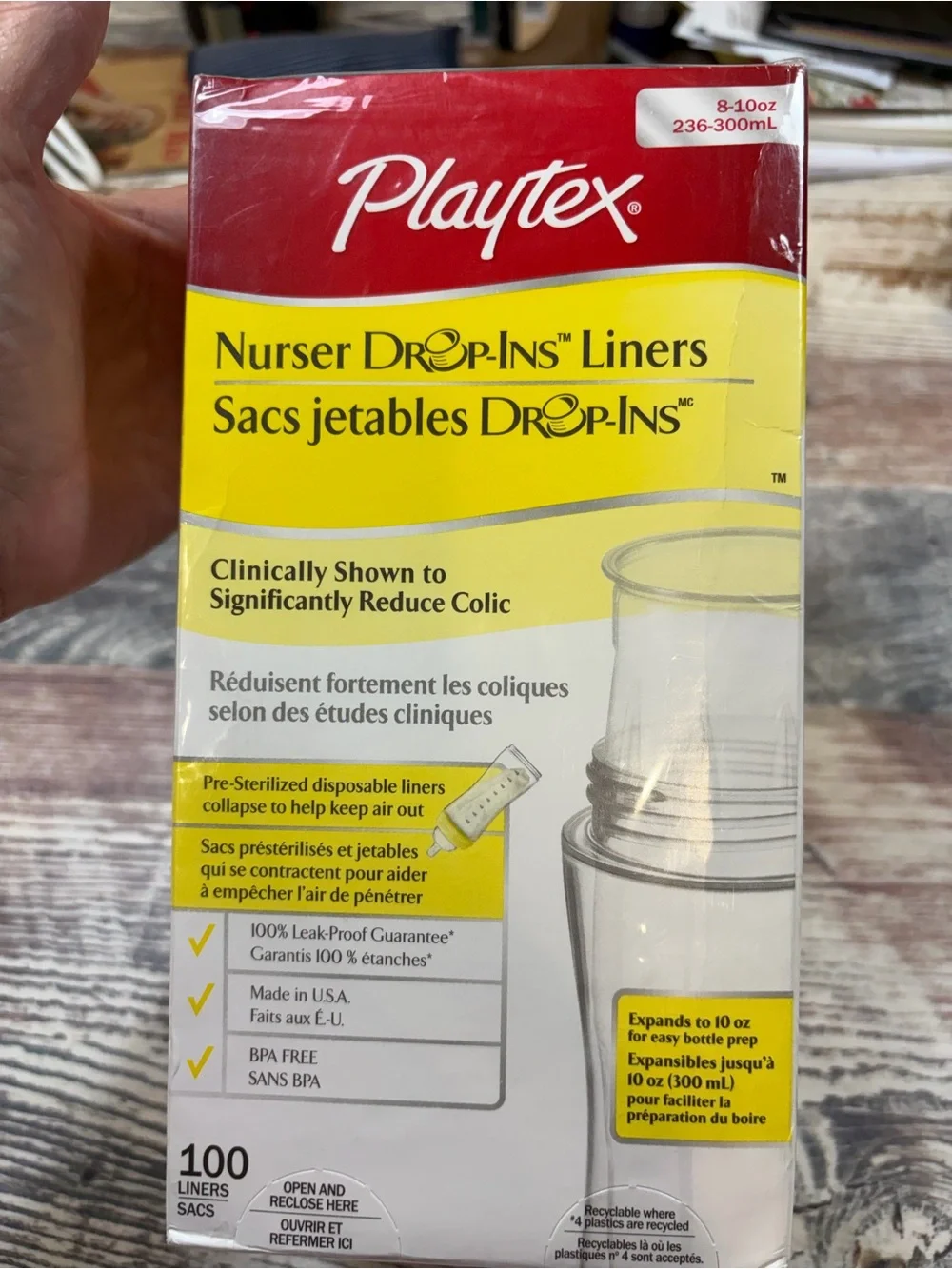 Playtex Nurser Drop-Ins Bottle 8-10 oz 100 Liners new Baby